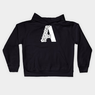 Monochrome capital letter A patterned with sakura twig Kids Hoodie